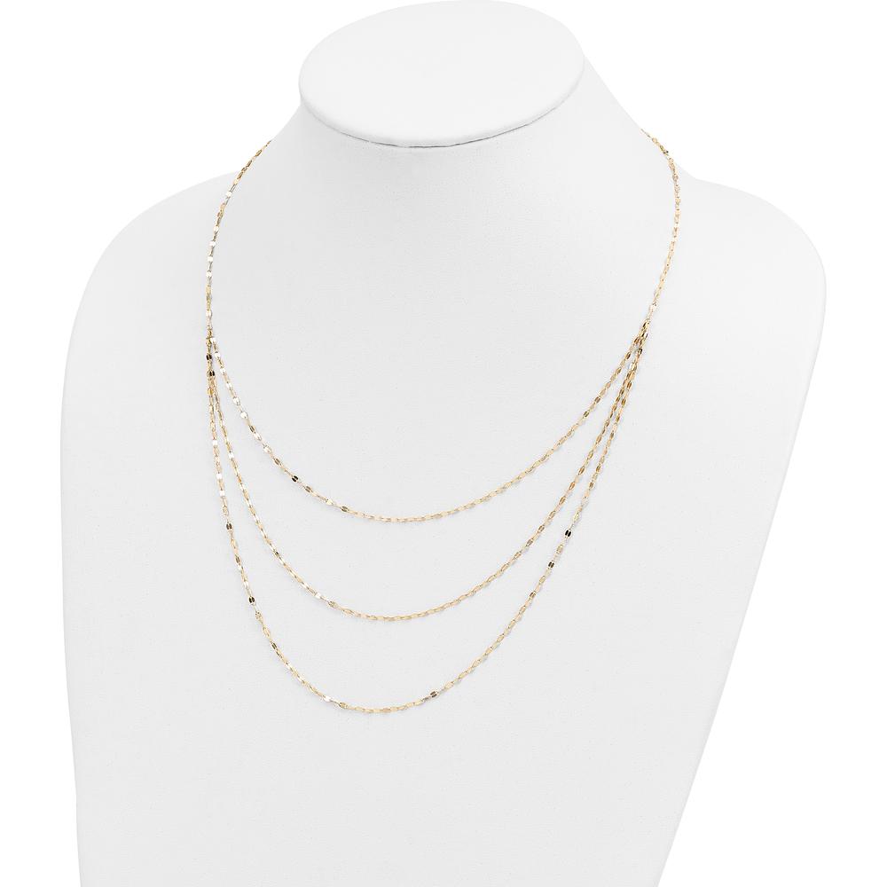 14K Yellow Gold Polished Triple Strand Bib Necklace - 19.5" by 0