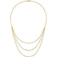 14K Yellow Gold Polished Triple Strand Bib Necklace - 19.5" by 0