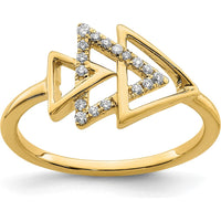 14K Yellow Gold Polished Triple Triangle Diamond Ring with 17 Diamonds - 0.013 Carat Total Diamond Weight by 0