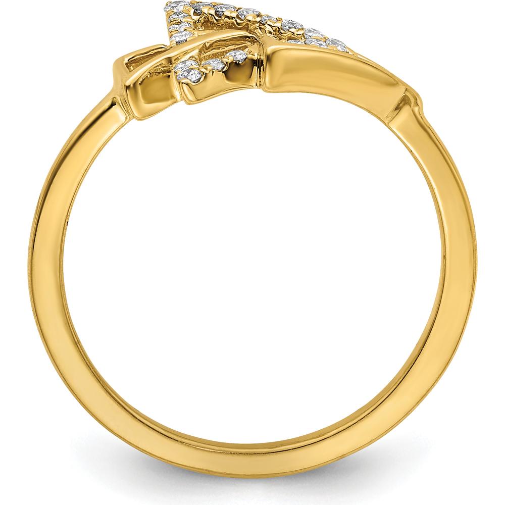 14K Yellow Gold Polished Triple Triangle Diamond Ring with 17 Diamonds - 0.013 Carat Total Diamond Weight by 0