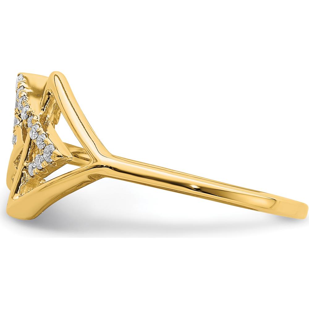 14K Yellow Gold Polished Triple Triangle Diamond Ring with 17 Diamonds - 0.013 Carat Total Diamond Weight by 0