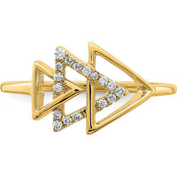 14K Yellow Gold Polished Triple Triangle Diamond Ring with 17 Diamonds - 0.013 Carat Total Diamond Weight by 0