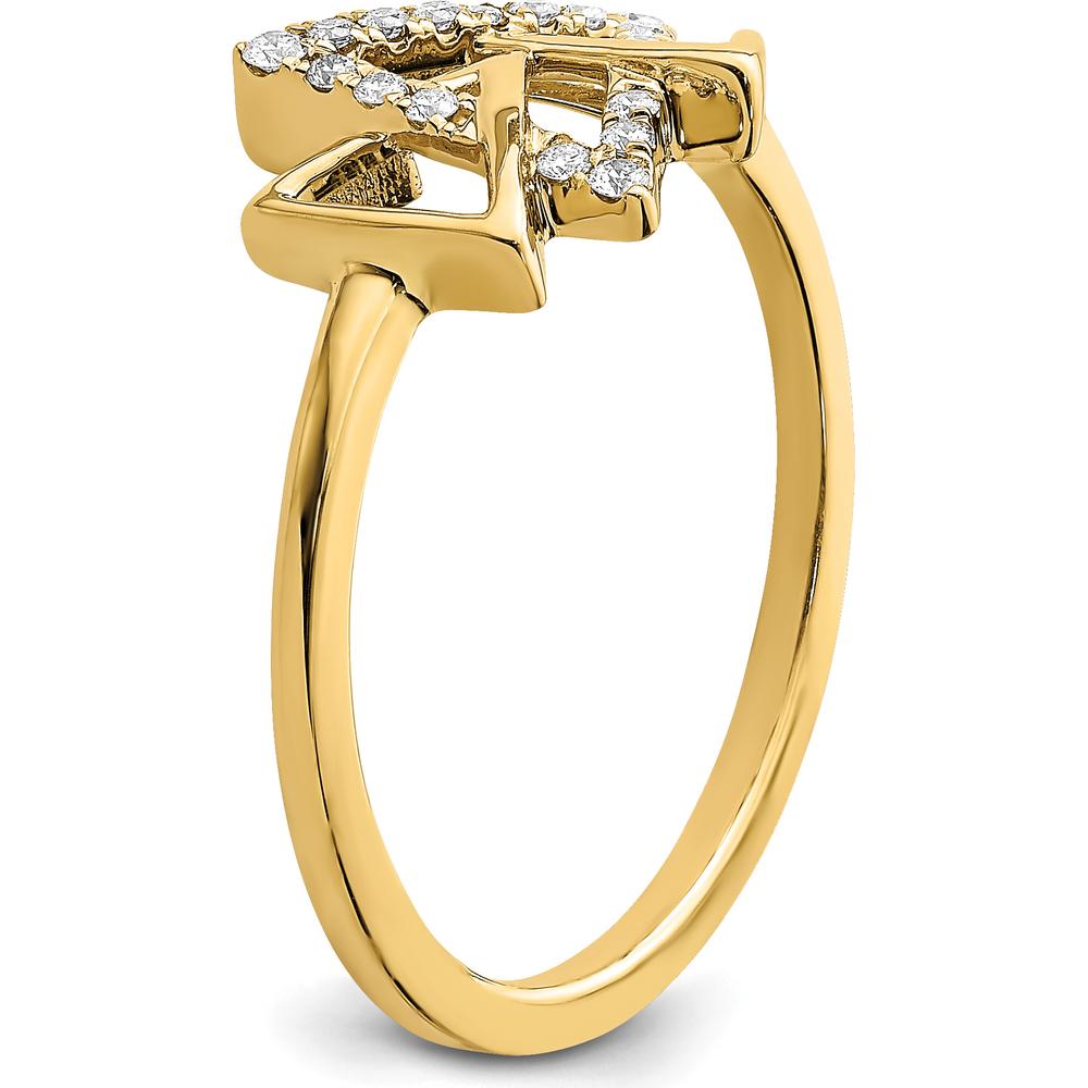 14K Yellow Gold Polished Triple Triangle Diamond Ring with 17 Diamonds - 0.013 Carat Total Diamond Weight by 0