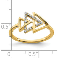 14K Yellow Gold Polished Triple Triangle Diamond Ring with 17 Diamonds - 0.013 Carat Total Diamond Weight by 0