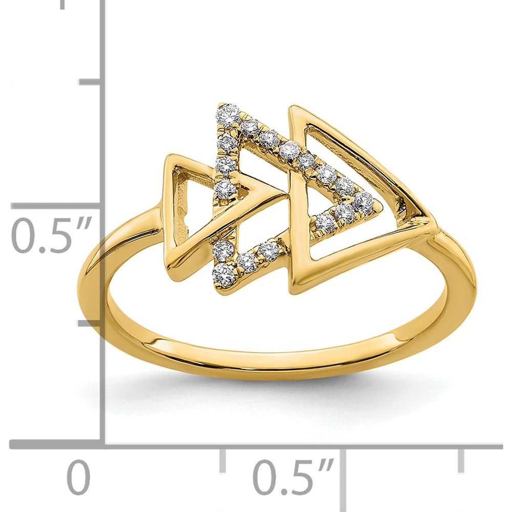 14K Yellow Gold Polished Triple Triangle Diamond Ring with 17 Diamonds - 0.013 Carat Total Diamond Weight by 0