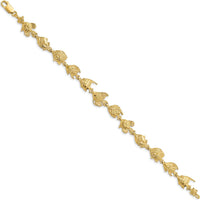 14K Yellow Gold Polished Tropical Fish Bracelet with Textured Stations - 7.5" Length by Oro Pregiato