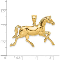 14K Yellow Gold Polished Trotting Horse Charm - Elegant Gold Pendant by Oro Pregiato