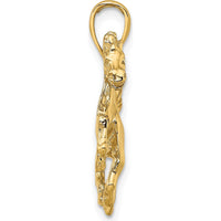 14K Yellow Gold Polished Trotting Horse Pendant Charm - Equestrian Inspired Design by Oro Pregiato