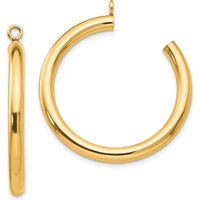 14K Yellow Gold Polished Tube C-Hoop Earring Jackets - 30mm Length by Oro Pregiato