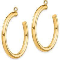 14K Yellow Gold Polished Tube C-Hoop Earring Jackets - 30mm Length by Oro Pregiato