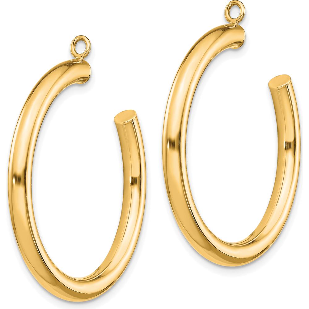 14K Yellow Gold Polished Tube C-Hoop Earring Jackets - 30mm Length by Oro Pregiato