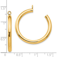 14K Yellow Gold Polished Tube C-Hoop Earring Jackets - 30mm Length by Oro Pregiato