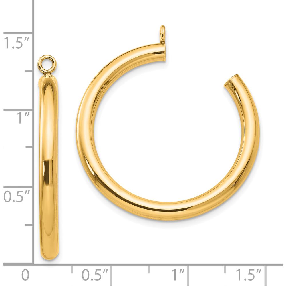 14K Yellow Gold Polished Tube C-Hoop Earring Jackets - 30mm Length by Oro Pregiato
