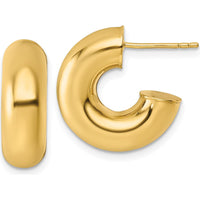 14K Yellow Gold Polished Tube C-Hoop Earrings - 17mm Length, 6mm Thickness by 0