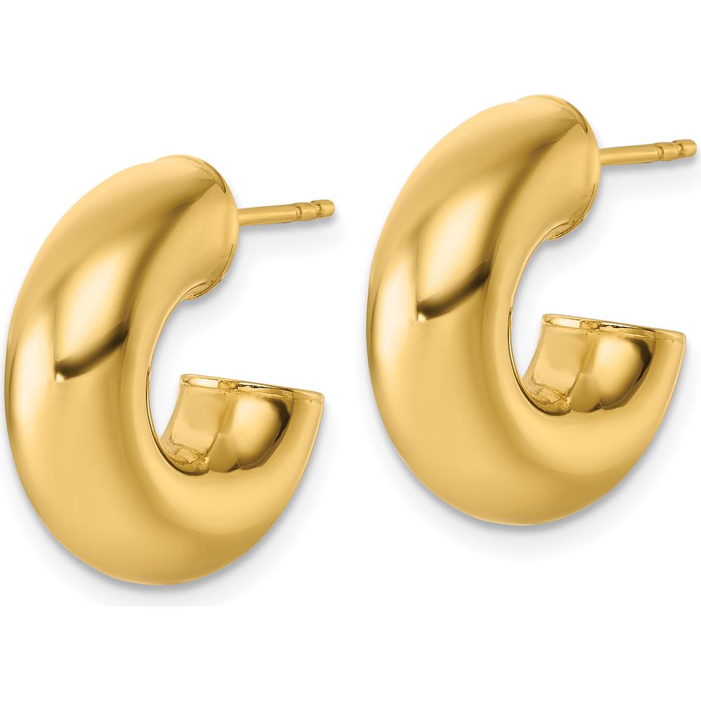 14K Yellow Gold Polished Tube C-Hoop Earrings - 17mm Length, 6mm Thickness by 0