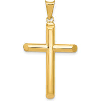14K Yellow Gold Polished Tube Cross Pendant - 36.7mm Length by Oro Pregiato