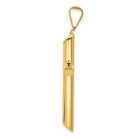 14K Yellow Gold Polished Tube Cross Pendant - 36.7mm Length by Oro Pregiato