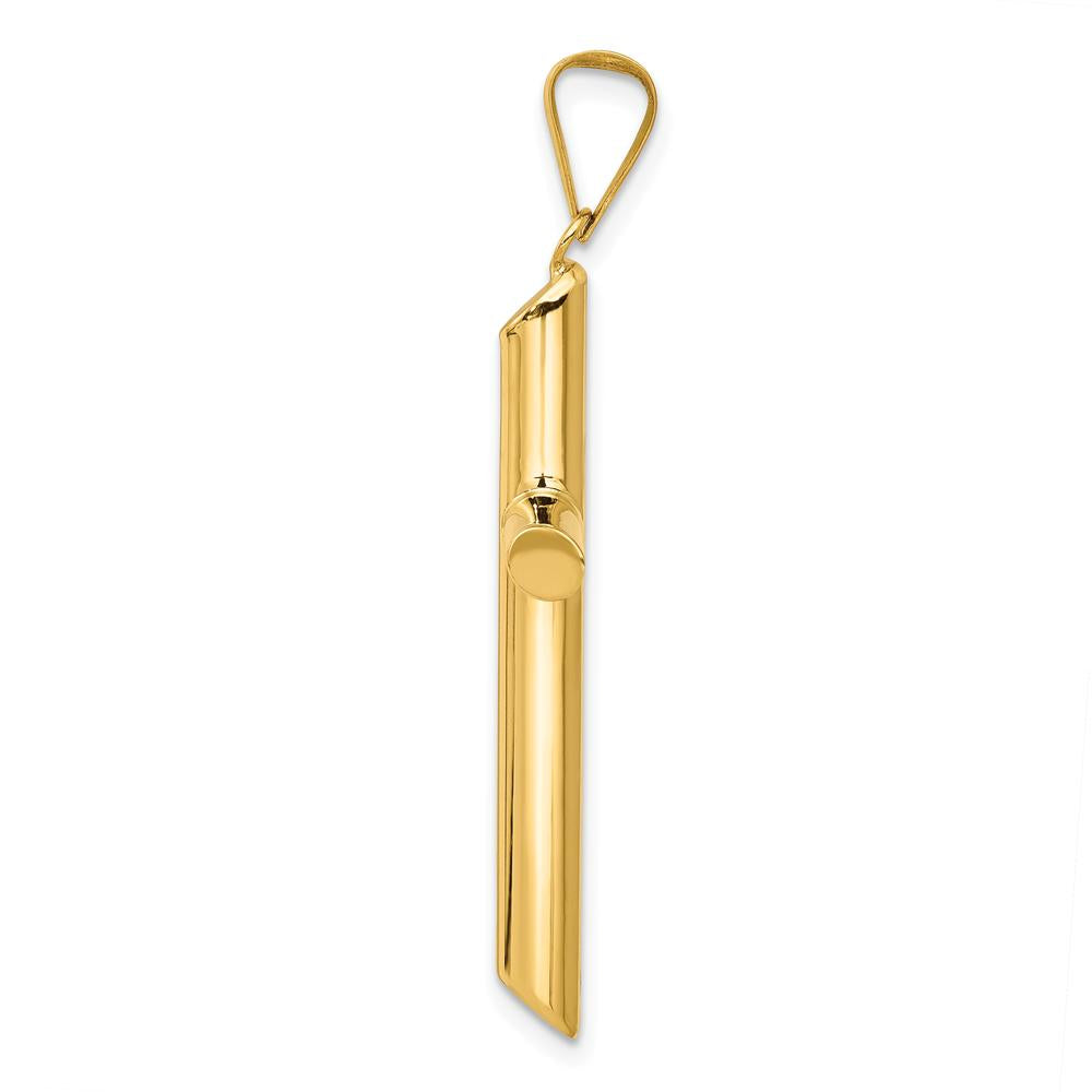 14K Yellow Gold Polished Tube Cross Pendant - 36.7mm Length by Oro Pregiato