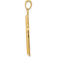 14K Yellow Gold Polished Tube Cross Pendant - 37mm Length by Oro Pregiato