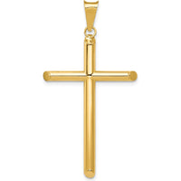14K Yellow Gold Polished Tube Cross Pendant - 47.35mm in Length by Oro Pregiato