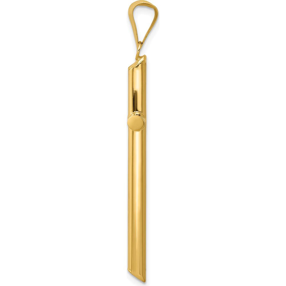 14K Yellow Gold Polished Tube Cross Pendant - 47.35mm in Length by Oro Pregiato