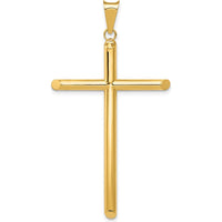 14K Yellow Gold Polished Tube Cross Pendant - 51.8mm Length by Oro Pregiato