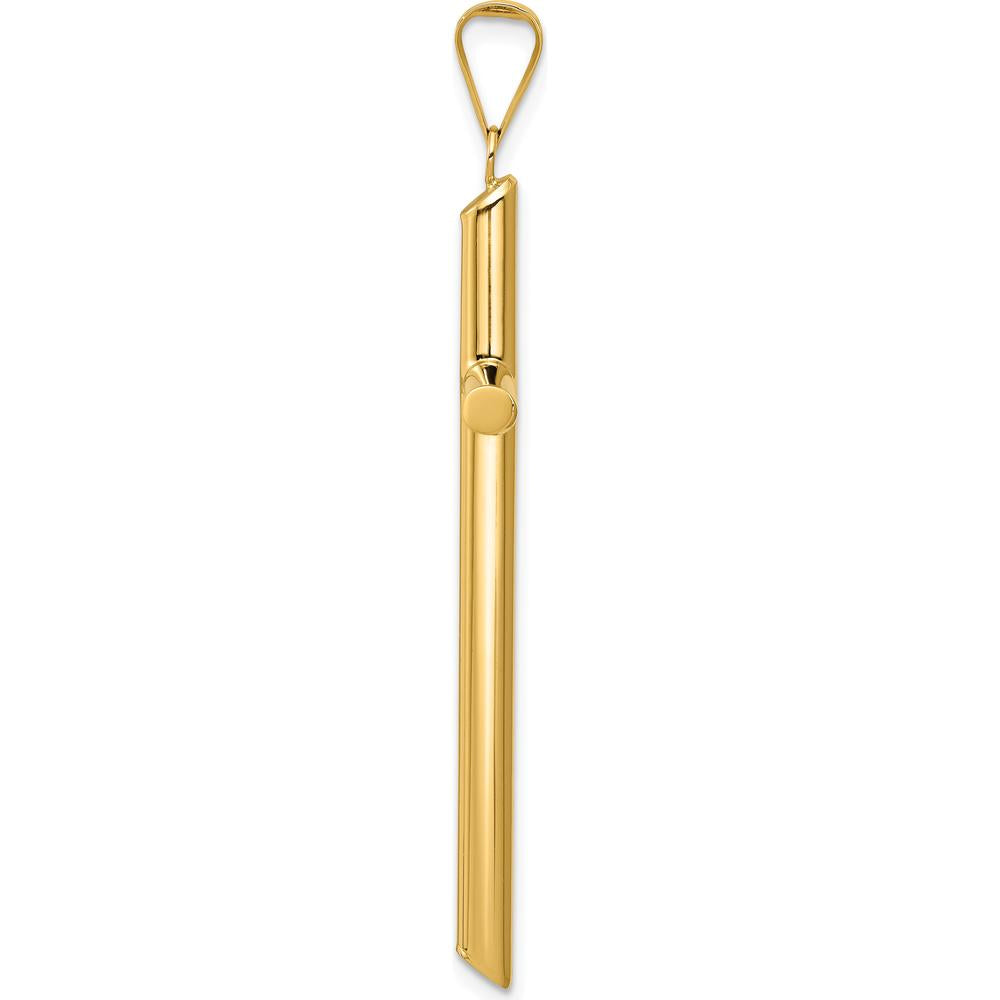14K Yellow Gold Polished Tube Cross Pendant - 51.8mm Length by Oro Pregiato