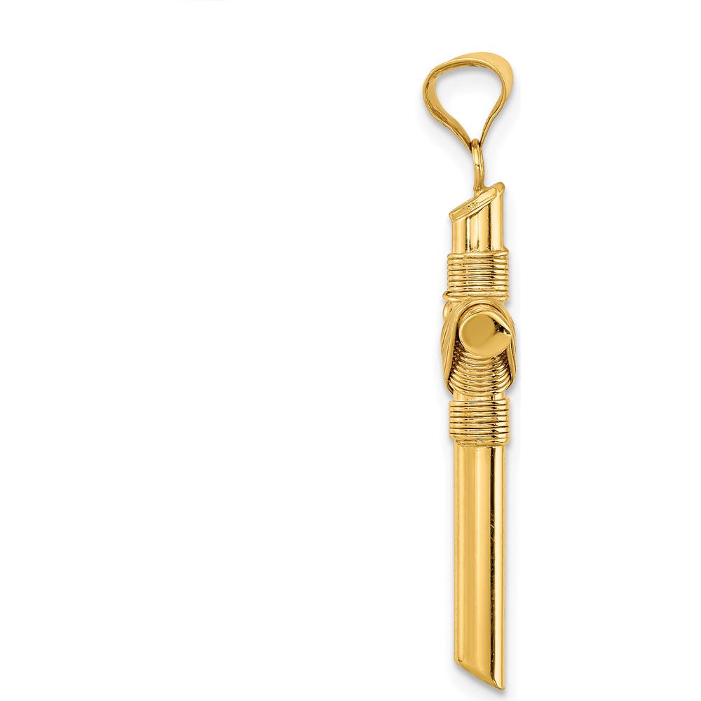14K Yellow Gold Polished Tube Cross Pendant with Center Wrap - 34.7mm Length by Oro Pregiato