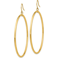 14K Yellow Gold Polished Tube Hoop Dangle Earrings - 50mm Length by 0