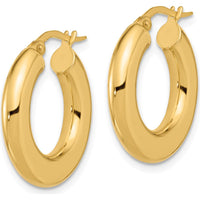 14K Yellow Gold Polished Tube Hoop Earrings - 23mm Length, 20.5mm Width by 0