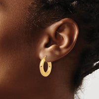 14K Yellow Gold Polished Tube Hoop Earrings - 23mm Length, 20.5mm Width by 0