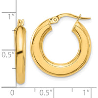 14K Yellow Gold Polished Tube Hoop Earrings - 23mm Length, 20.5mm Width by 0