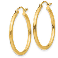 14K Yellow Gold Polished Tube Hoop Earrings - 25mm by 0