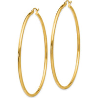 14K Yellow Gold Polished Tube Hoop Earrings - 60mm by 0