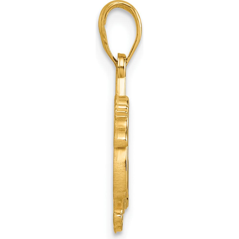 14K Yellow Gold Polished Turkey Pendant with Textured Back - 24.2mm Length by Oro Pregiato