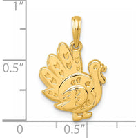 14K Yellow Gold Polished Turkey Pendant with Textured Back - 24.2mm Length by Oro Pregiato