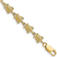 14K Yellow Gold Polished Turtle Bracelet with 15 Stations - 7.25" Length by Oro Pregiato