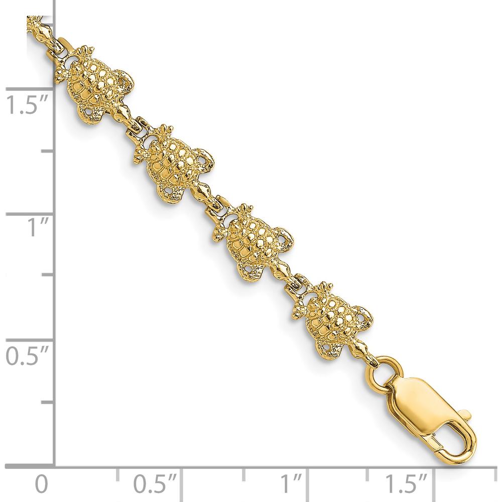 14K Yellow Gold Polished Turtle Bracelet with 15 Stations - 7.25" Length by Oro Pregiato