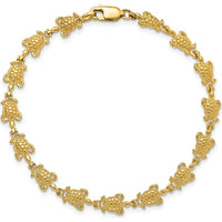 14K Yellow Gold Polished Turtle Bracelet with 15 Stations - 7.25" Length by Oro Pregiato