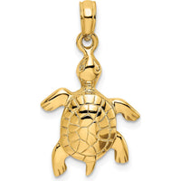 14K Yellow Gold Polished Turtle Charm with Textured Shell - 17.95mm Length by Oro Pregiato