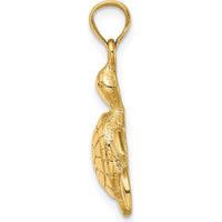 14K Yellow Gold Polished Turtle Charm with Textured Shell - 17.95mm Length by Oro Pregiato