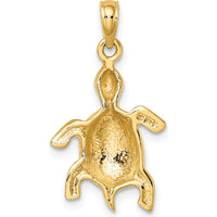 14K Yellow Gold Polished Turtle Charm with Textured Shell - 17.95mm Length by Oro Pregiato