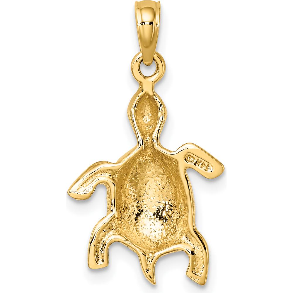 14K Yellow Gold Polished Turtle Charm with Textured Shell - 17.95mm Length by Oro Pregiato