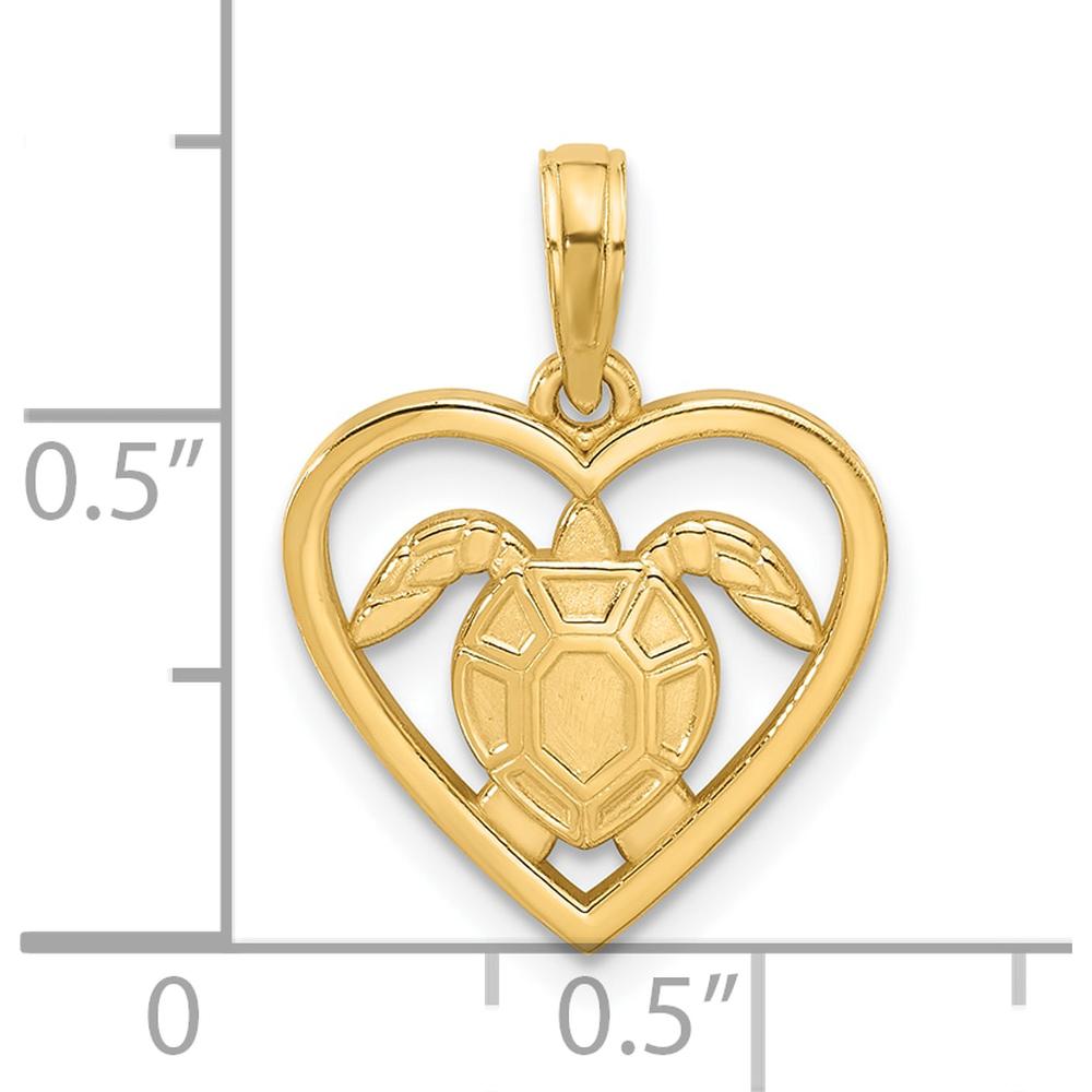 14K Yellow Gold Polished Turtle in Heart Pendant by Oro Pregiato