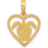 14K Yellow Gold Polished Turtle in Heart Pendant by Oro Pregiato