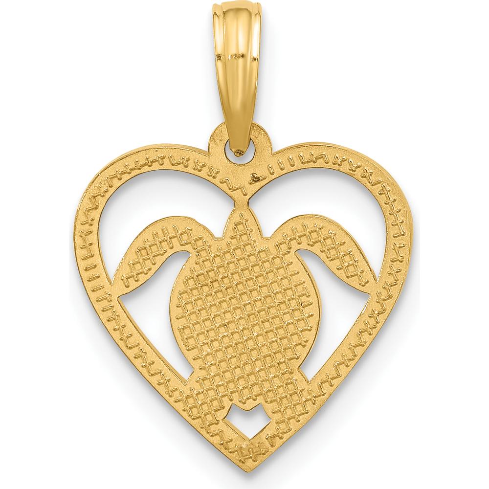 14K Yellow Gold Polished Turtle in Heart Pendant by Oro Pregiato