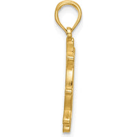14K Yellow Gold Polished Turtle in Ships Wheel Pendant - 24.8mm Length by Oro Pregiato