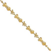 14K Yellow Gold Polished Turtle, Shell, and Starfish Motif 7.5" Bracelet with Lobster Clasp by Oro Pregiato