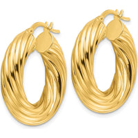 14K Yellow Gold Polished Twist 6mm Hollow Round Hoop Earrings - Timeless Luxury Design by 0
