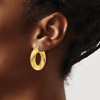 14K Yellow Gold Polished Twist 6mm Hollow Round Hoop Earrings - Timeless Luxury Design by 0